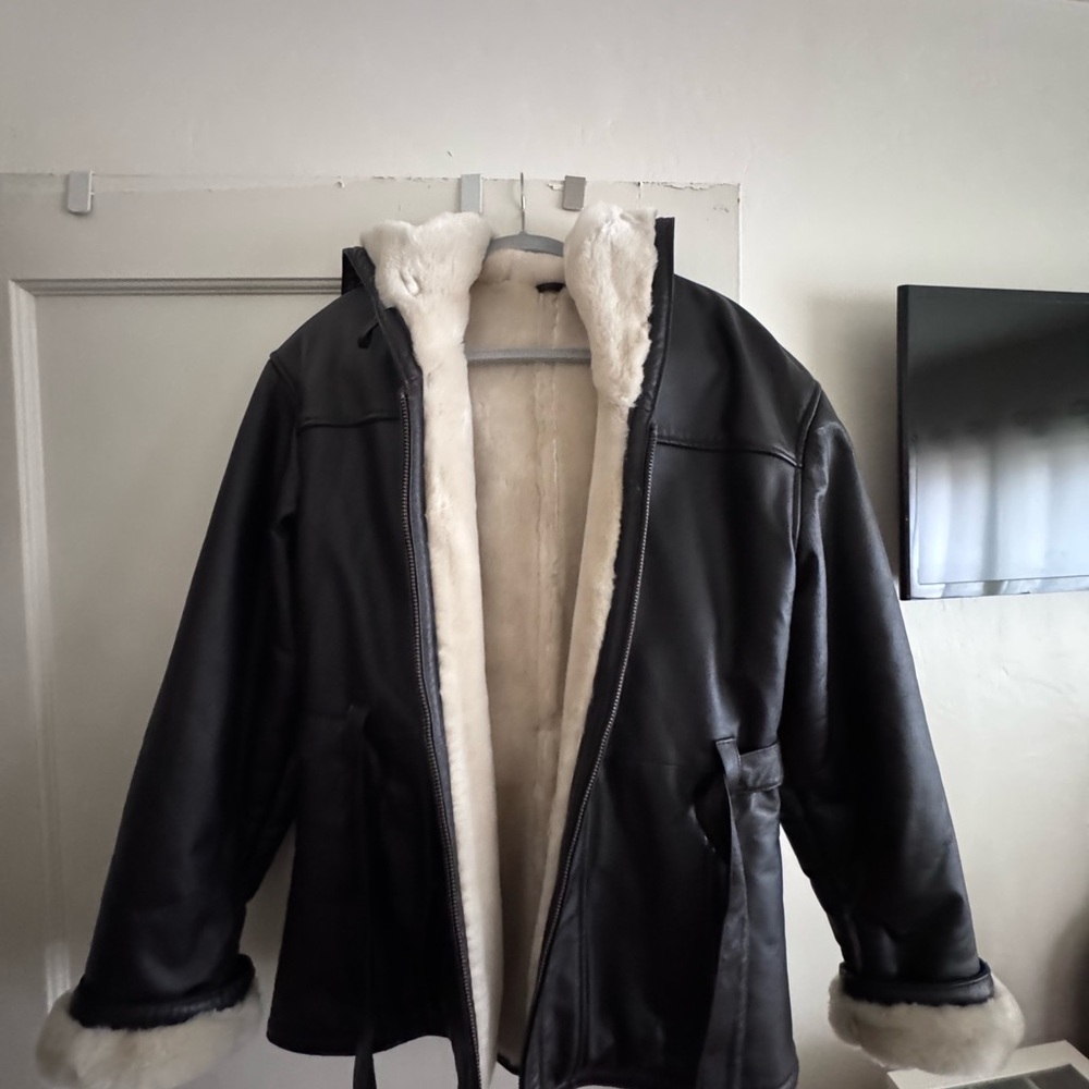 Wilsons Leather Shearling brown Jacket with Cream Lining